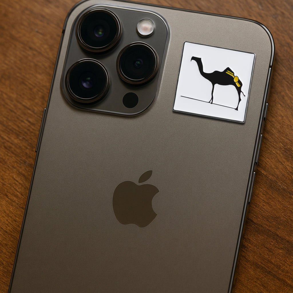 Desert Caravan Camel Metal Phone Sticker With 3M Sticky Backing - StickyPins