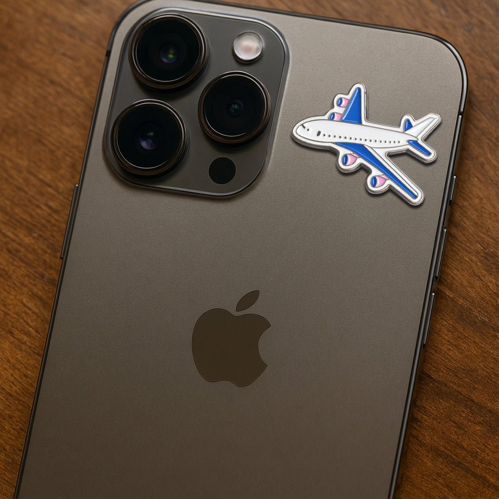 Blue and Pink Plane Metal Phone Sticker With 3M Sticky Backing - StickyPins