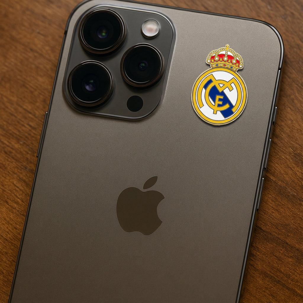 Real Madrid FC Logo Crest Metal Phone Sticker With 3M Sticky Backing - StickyPins