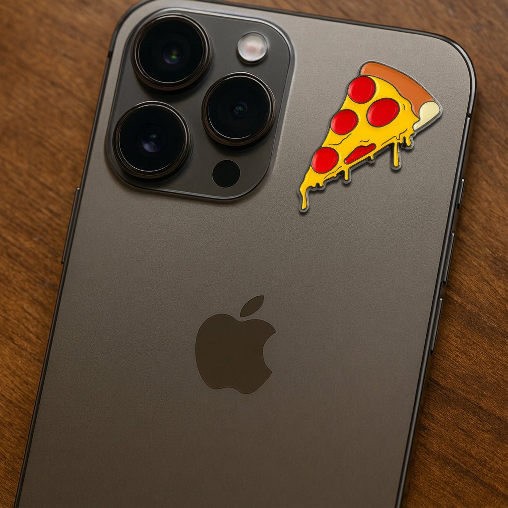 Pepperoni Pizza Slice Metal Phone Sticker With 3M Sticky Backing - StickyPins