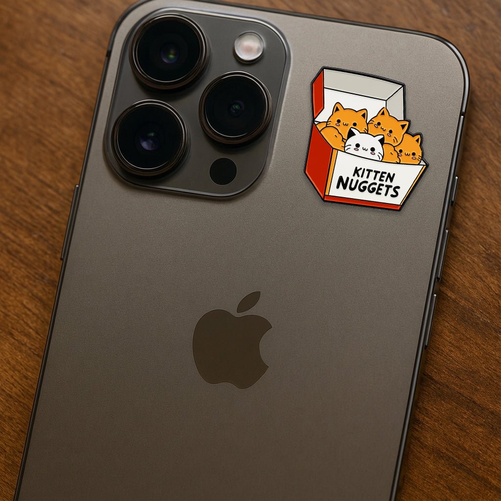 Kitten Nuggets Metal Phone Sticker with 3M Sticky Backing - StickyPins