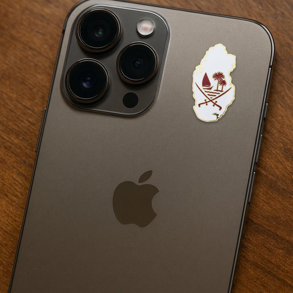 Qatar Emblem Map Outline Metal Phone Sticker With 3M Sticky Backing - StickyPins