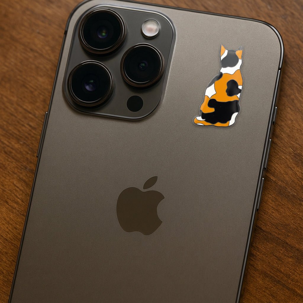 Calico Cat Metal Phone Sticker with 3M Sticky Backing - StickyPins