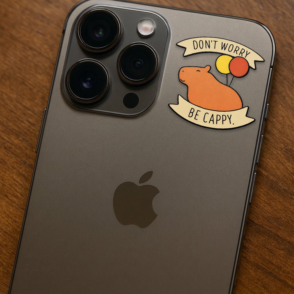 Don't Worry Be Cappy Metal Phone Sticker with 3M Sticky Backing - StickyPins