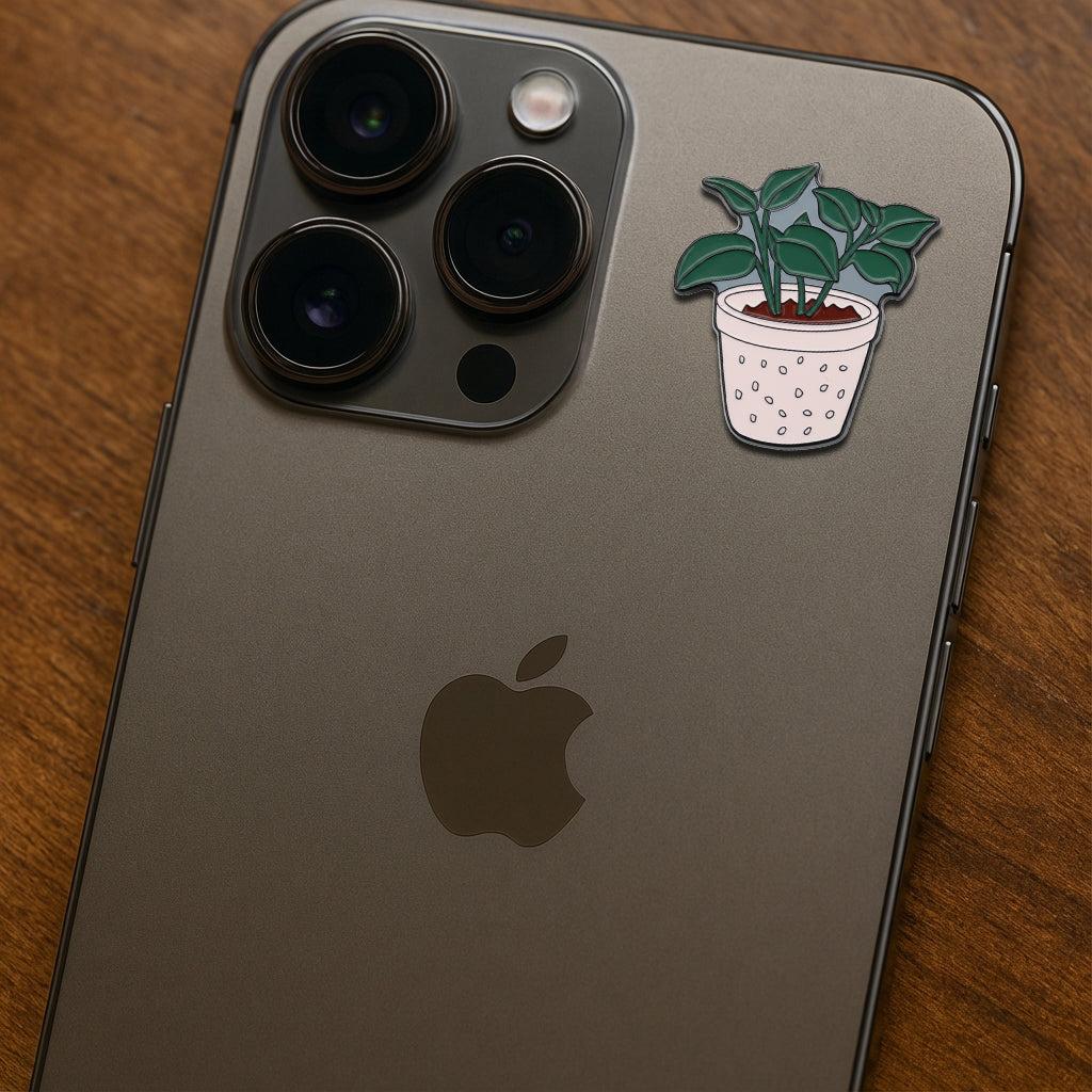 Potted Plant Metal Sticker With 3M Sticky Backing - StickyPins