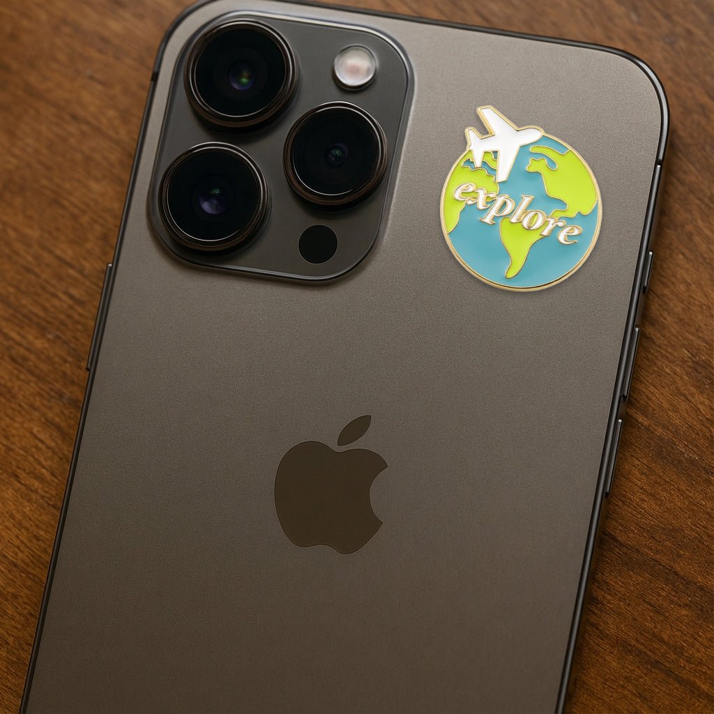 Explore Globe Metal Phone Sticker With 3M Sticky Backing - StickyPins