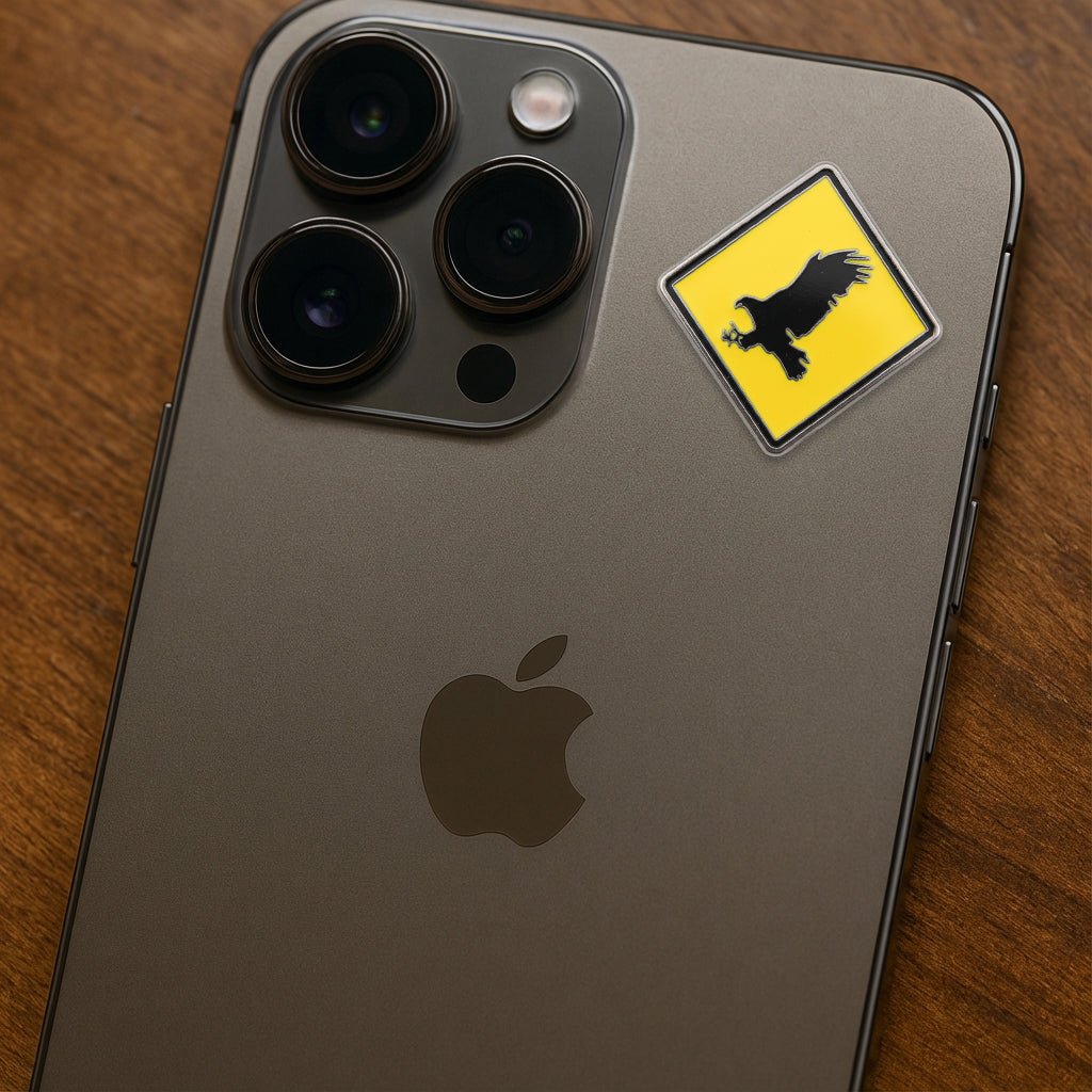 Falcon Warning Sign Metal Phone Sticker With 3M Sticky Backing - StickyPins
