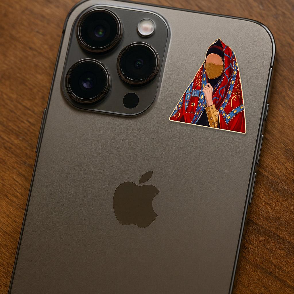 Khaleeji Woman With Battoulah Metal Sticker With 3M Sticky Backing - StickyPins