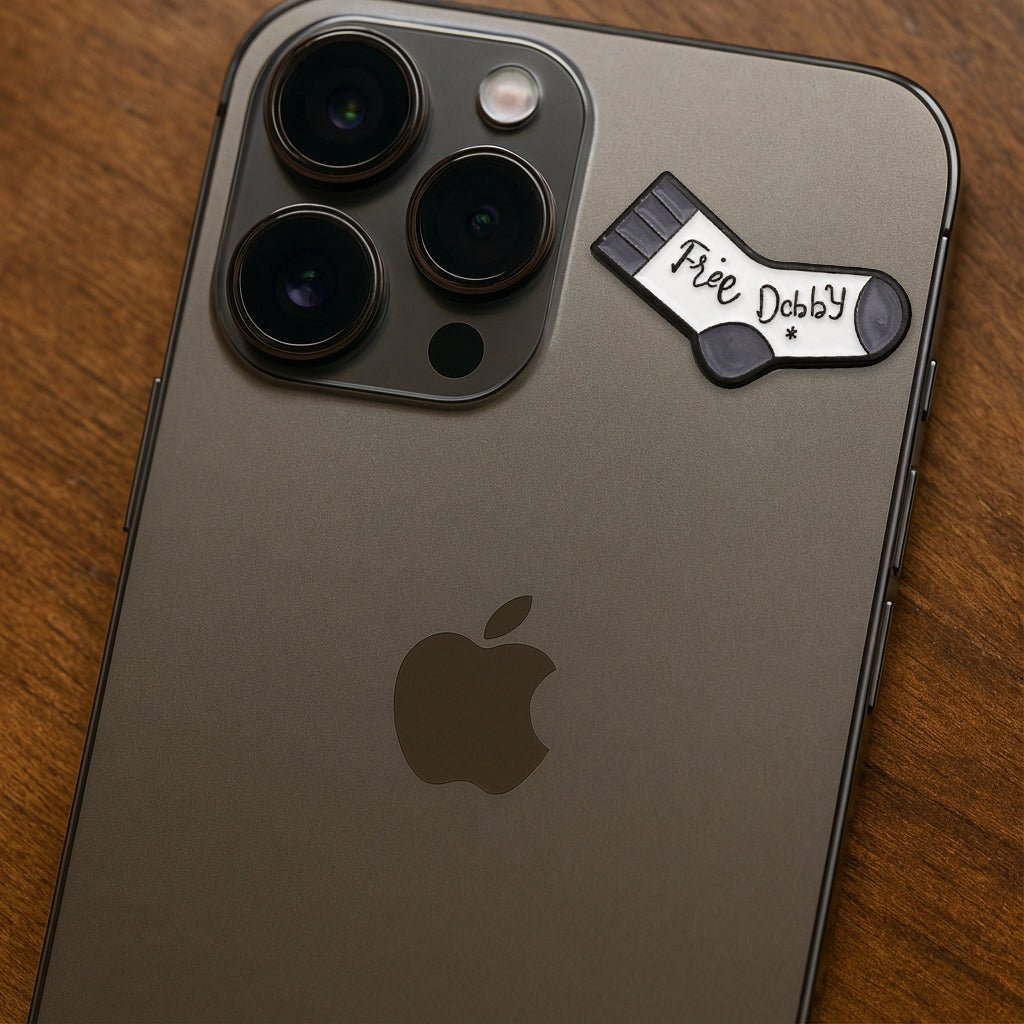 Free Dobby Sock Metal Phone Sticker with 3M Sticky Backing - StickyPins
