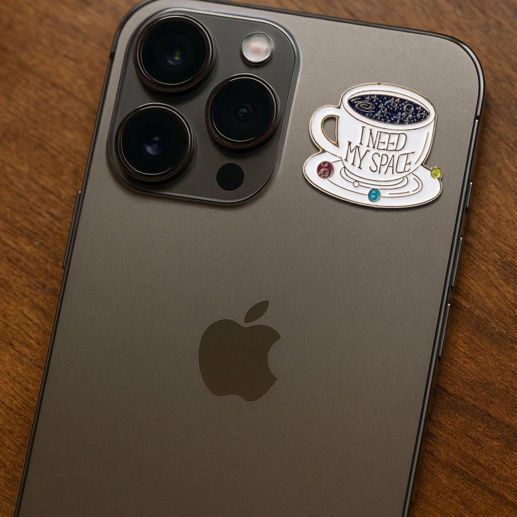 I Need My Space Galaxy Tea Metal Sticker With 3M Sticky Backing - StickyPins