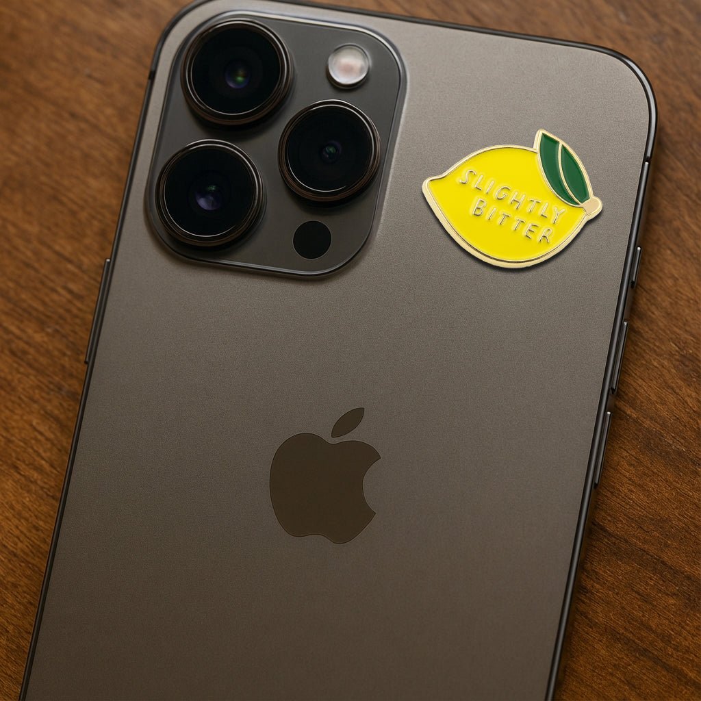 Slightly Bitter Lemon Metal Phone Sticker With 3M Sticky Backing - StickyPins