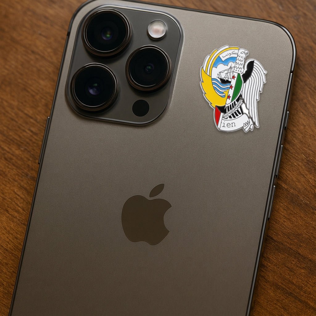 Syria Kuwait Emblems Metal Phone Sticker With 3M Sticky Backing - StickyPins