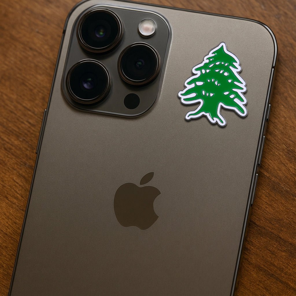 Lebanon Tree Emblem Metal Phone Sticker With 3M Sticky Backing - StickyPins