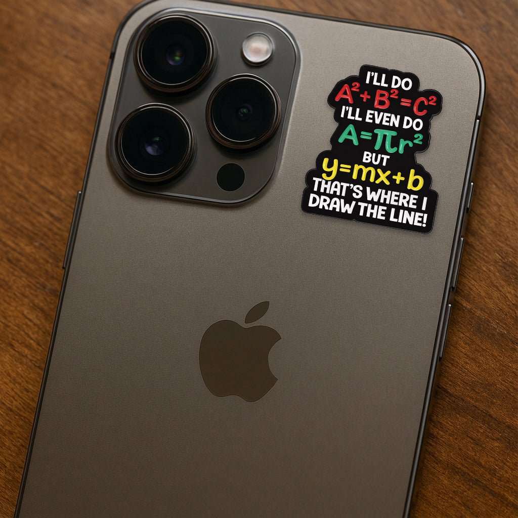 I Draw The Line Maths Metal Phone Sticker with 3M Sticky Backing - StickyPins