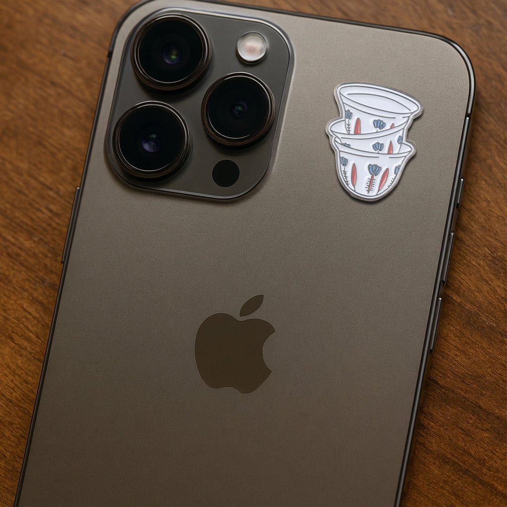 Finjan Arabic Coffee Cups Metal Phone Sticker With 3M Sticky Backing - StickyPins