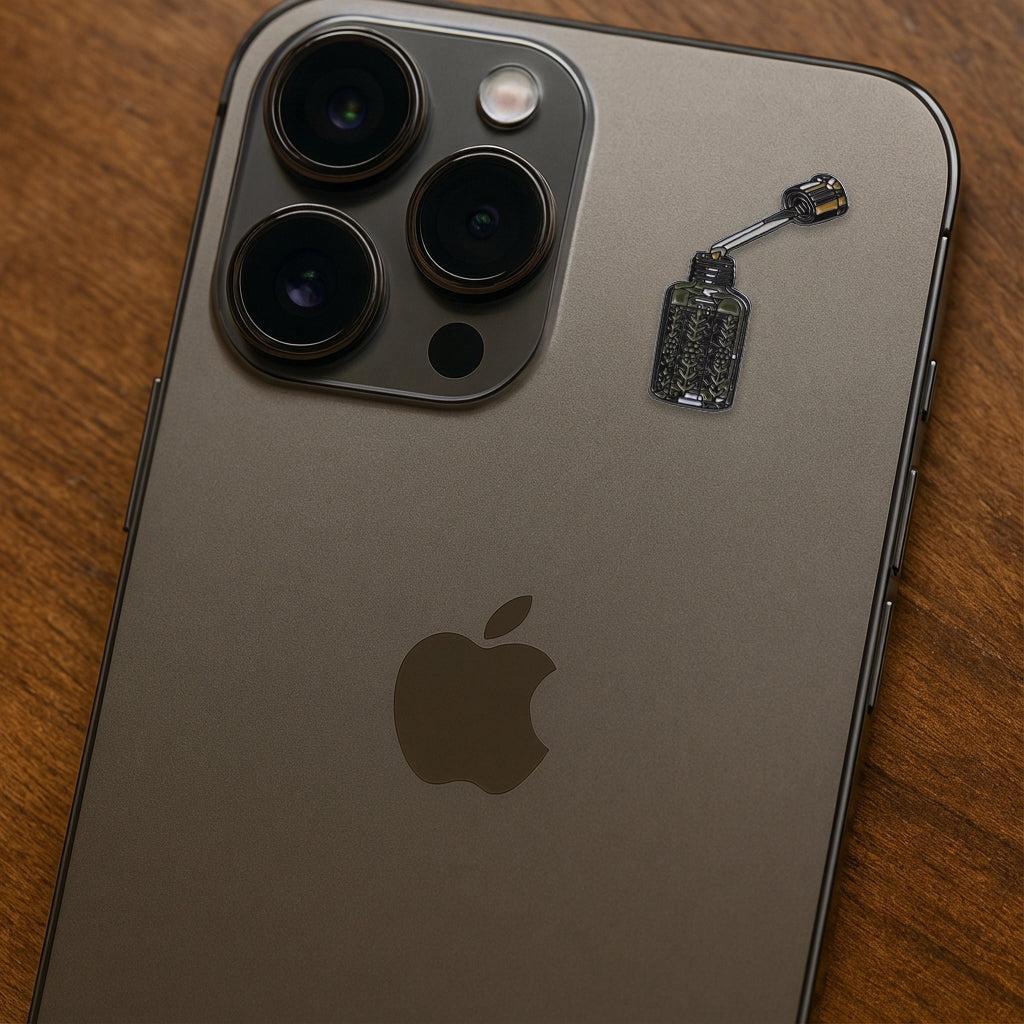 Black Perfume Bottle Metal Sticker With 3M Sticky Backing - StickyPins