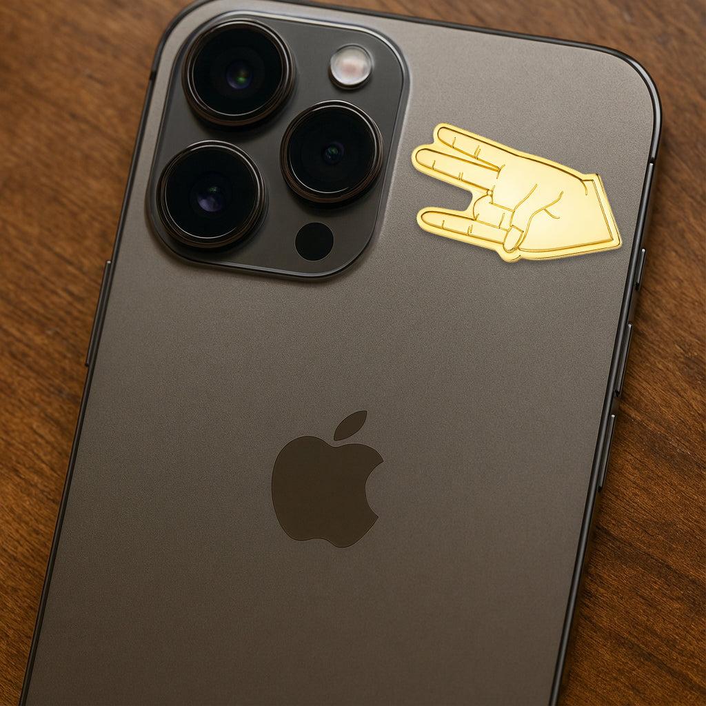 Shocker Hand Gesture Gold Metal Sticker With 3M Sticky Backing - StickyPins