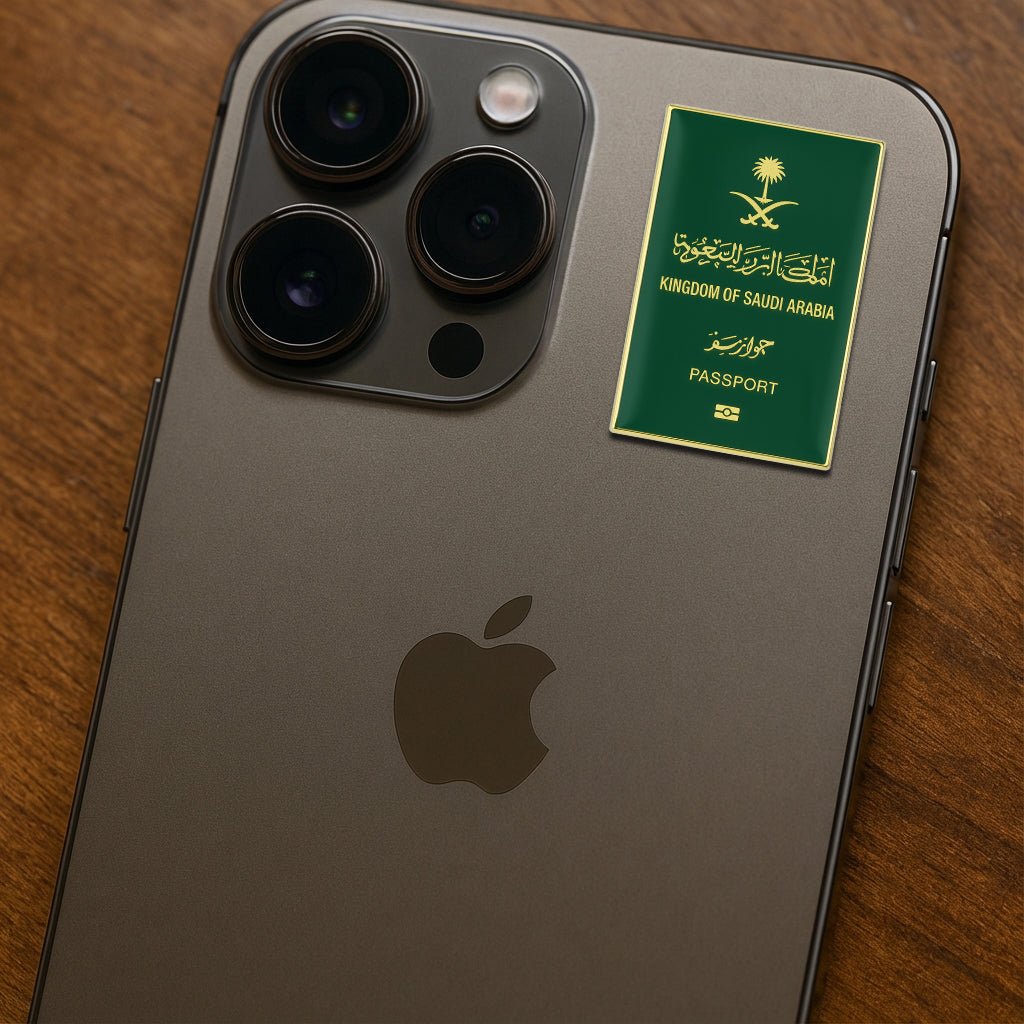 Saudi Passport Metal Sticker With 3M Sticky Backing - StickyPins