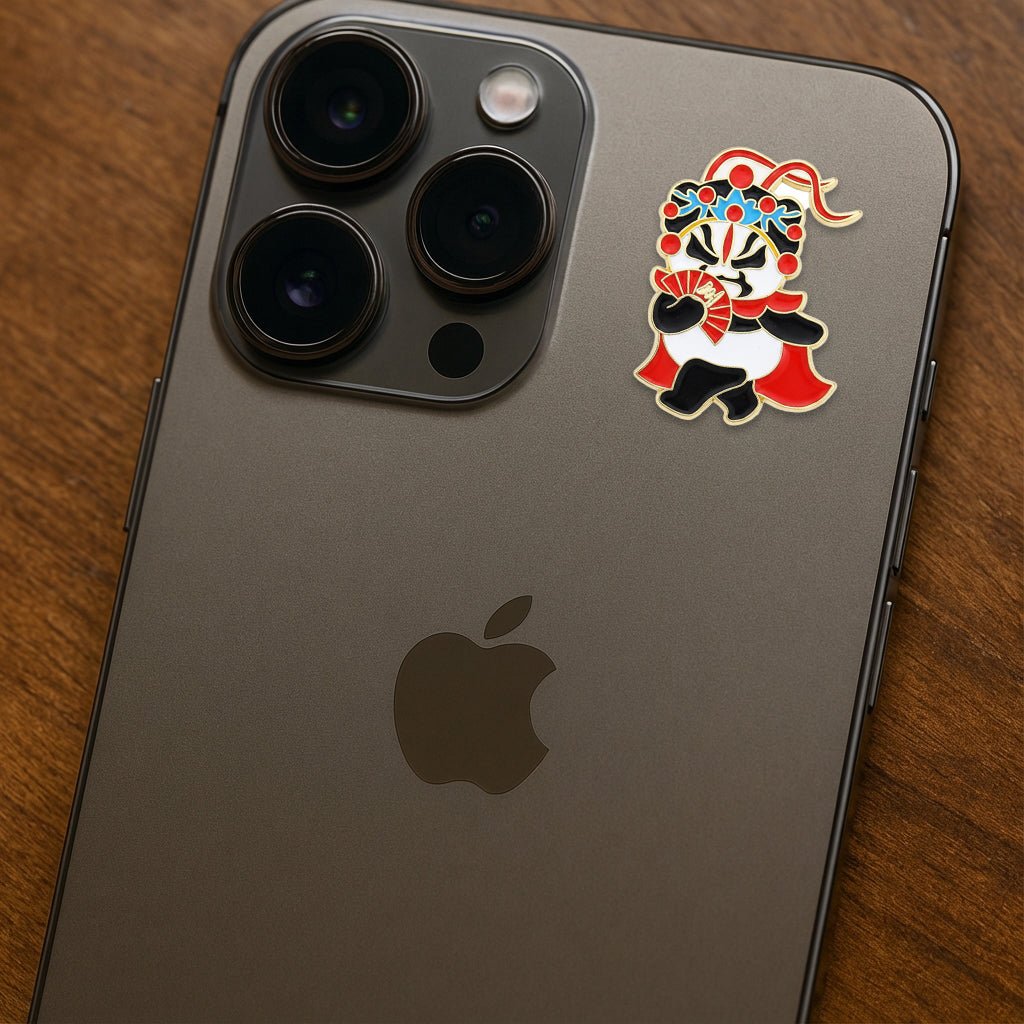 Sichuan Opera Panda Metal Phone Sticker With 3M Sticky Backing - StickyPins