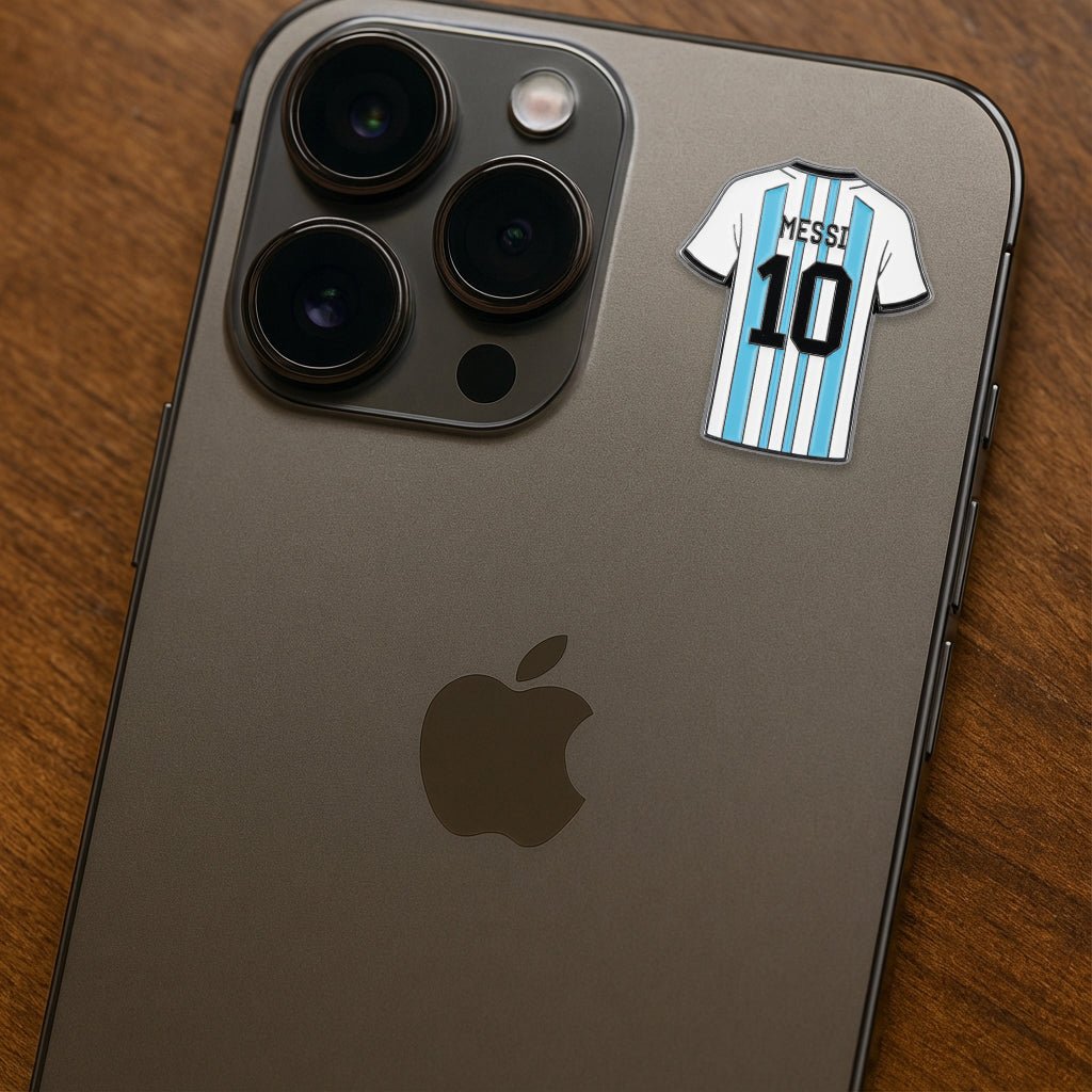 Lionel Messi 10 Argentina Jersey Metal Phone Sticker With 3M Sticky Backing - StickyPins