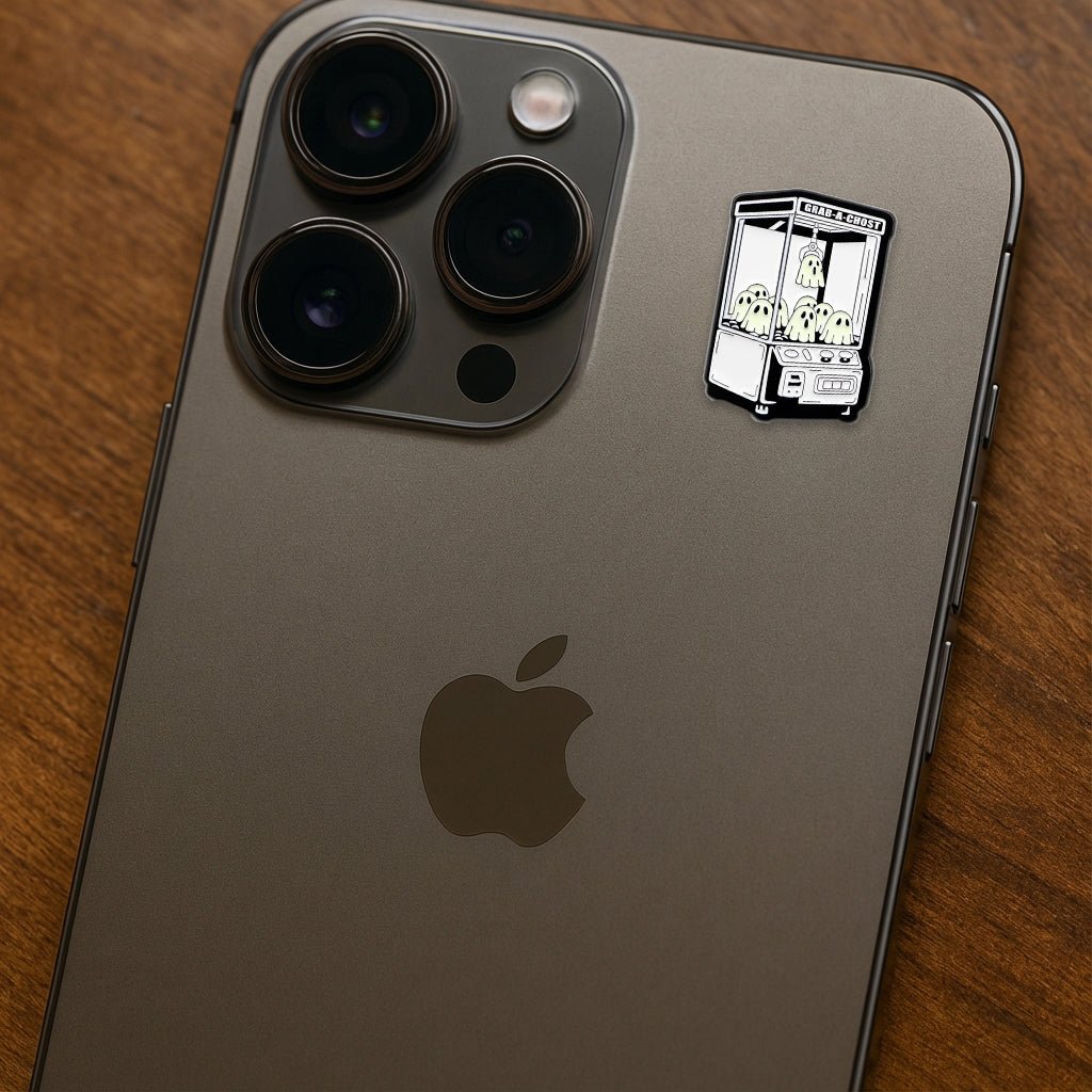 Grab - A - Ghost Claw Machine Metal Phone Sticker With 3M Sticky Backing - StickyPins
