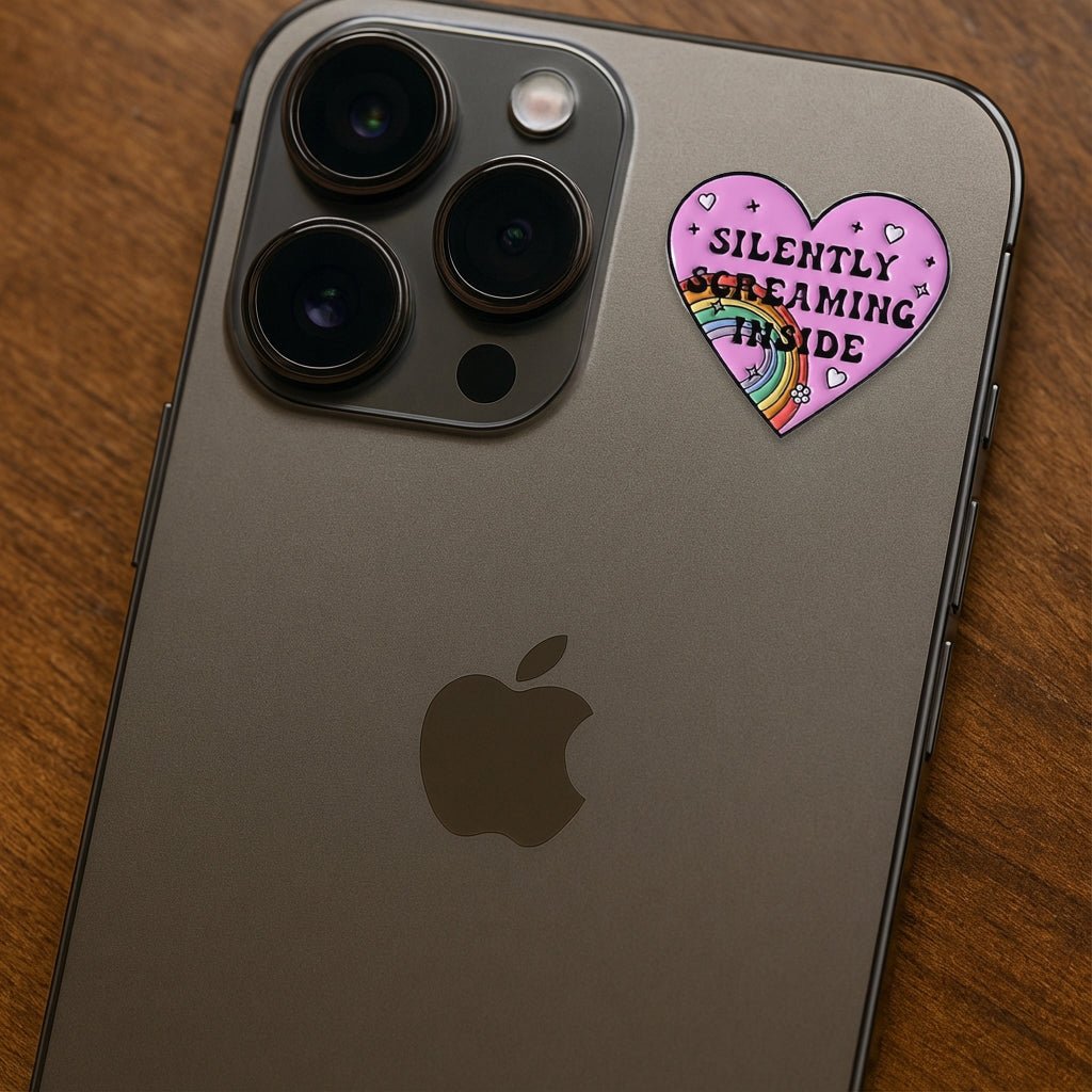 Silently Screaming Inside Metal Phone Sticker with 3M Sticky Backing - StickyPins