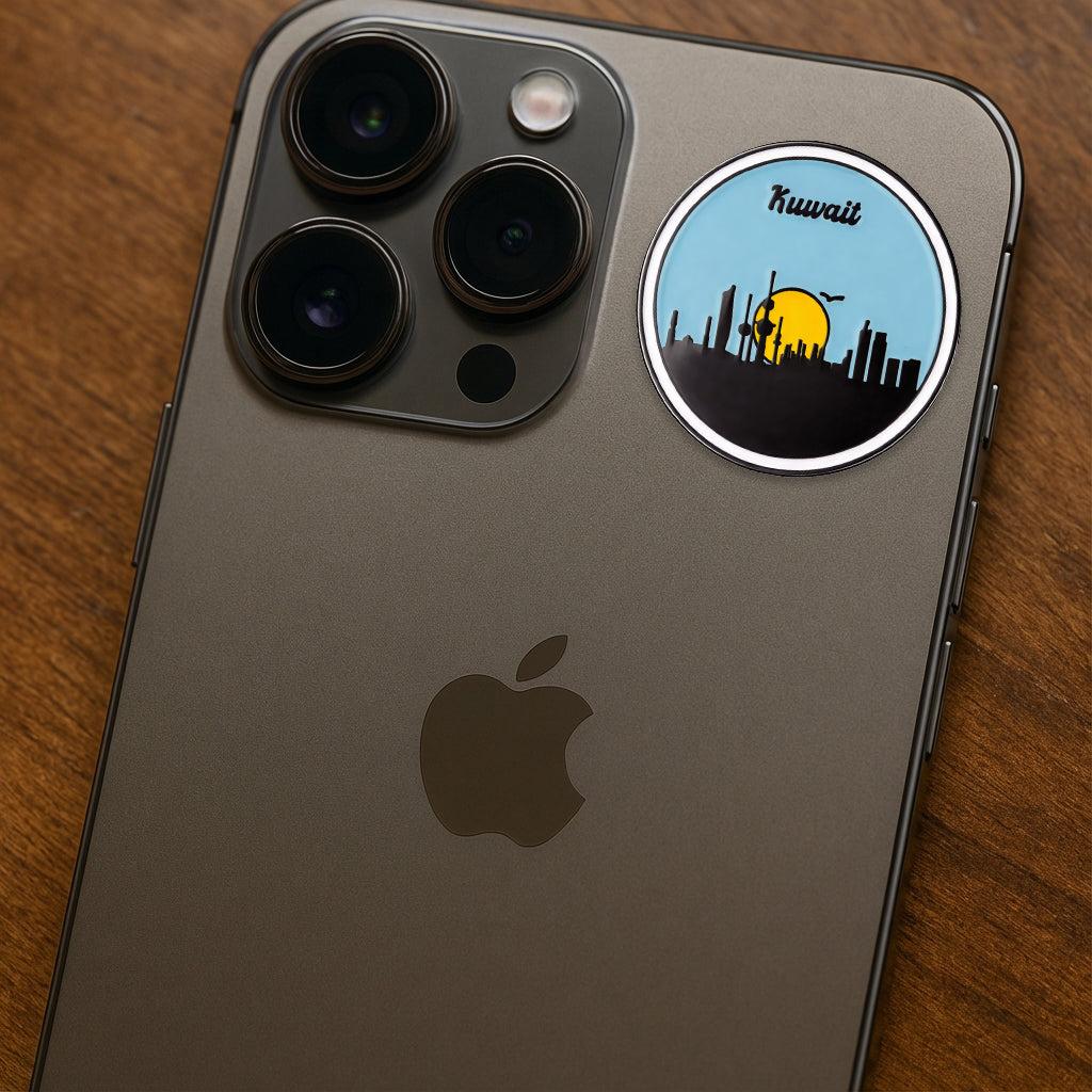 Kuwait City Sunset Skyline Metal Phone Sticker With 3M Sticky Backing - StickyPins