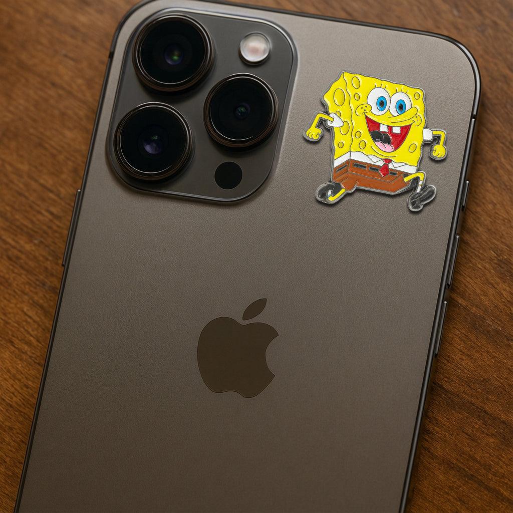 Spongebob Running Metal Sticker With 3M Sticky Backing - StickyPins