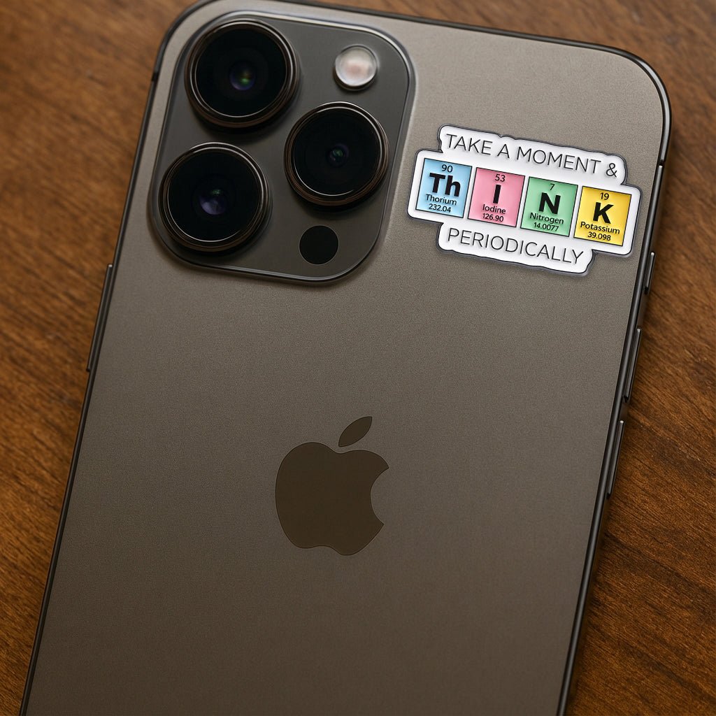 Take a Moment and Think Periodically Metal Phone Sticker with 3M Sticky Backing - StickyPins