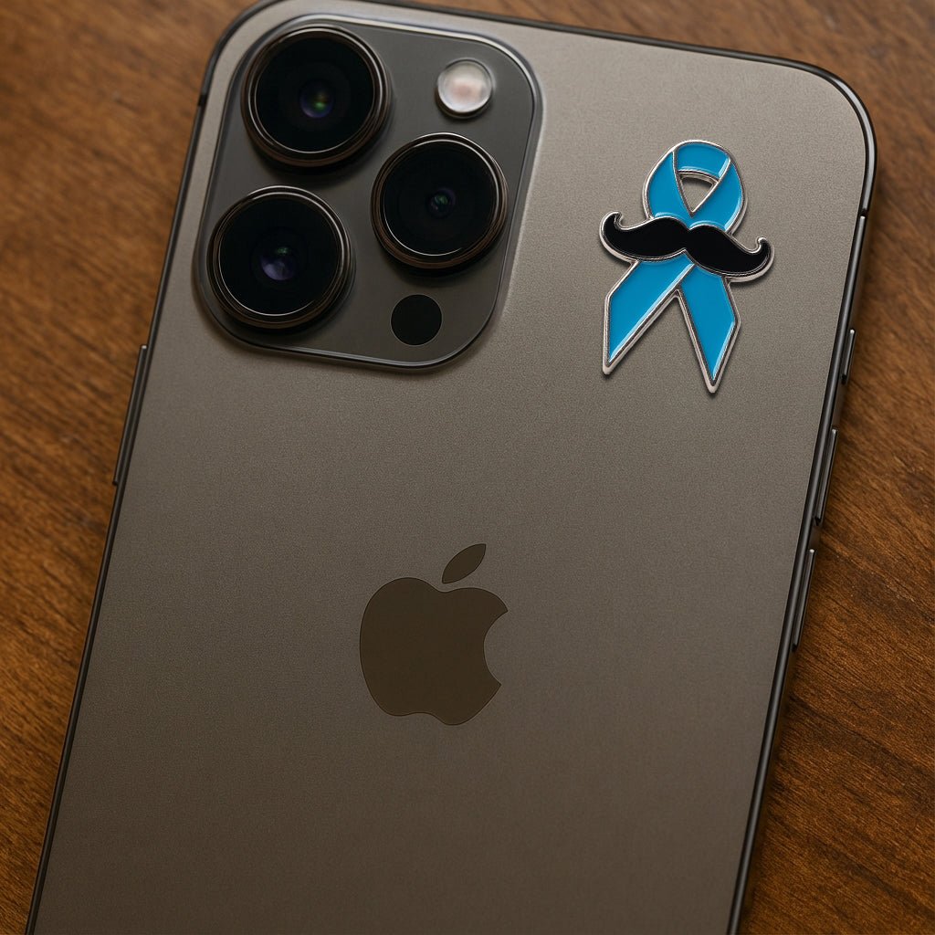 Prostate Cancer Awareness Blue Ribbon Metal Phone Sticker With 3M Sticky Backing - StickyPins