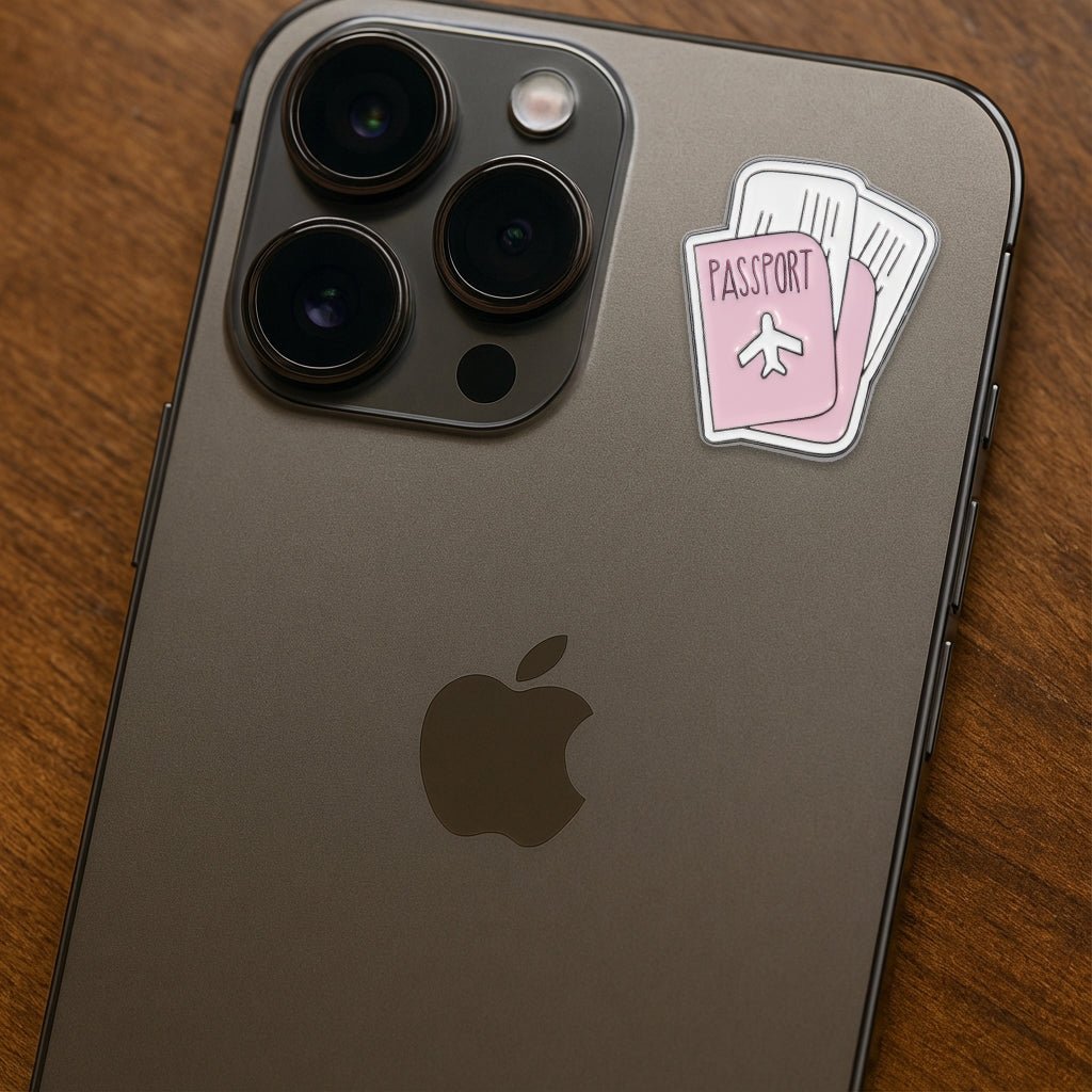 Phone Pin Sticker Pink Passport Metal Phone Sticker With 3M Sticky Backing – StickyPins