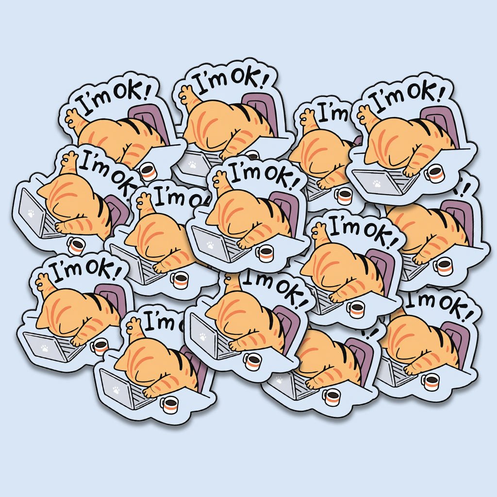 I'm OK Cat Metal Phone Sticker with 3M Sticky Backing - StickyPins