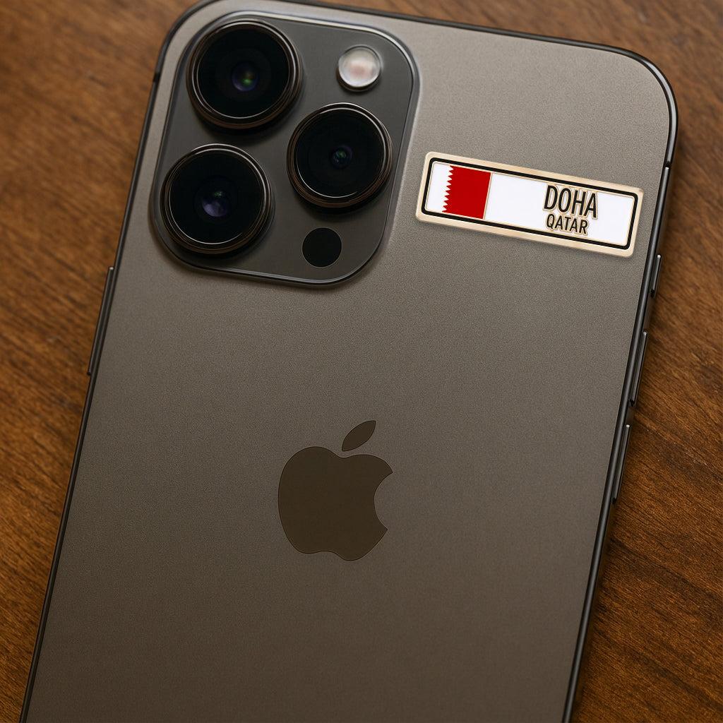 Doha Qatar Number Plate Metal Sticker With 3M Sticky Backing - StickyPins