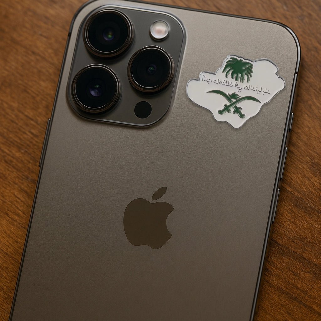 Saudi Emblem Map Metal Phone Sticker With 3M Sticky Backing - StickyPins