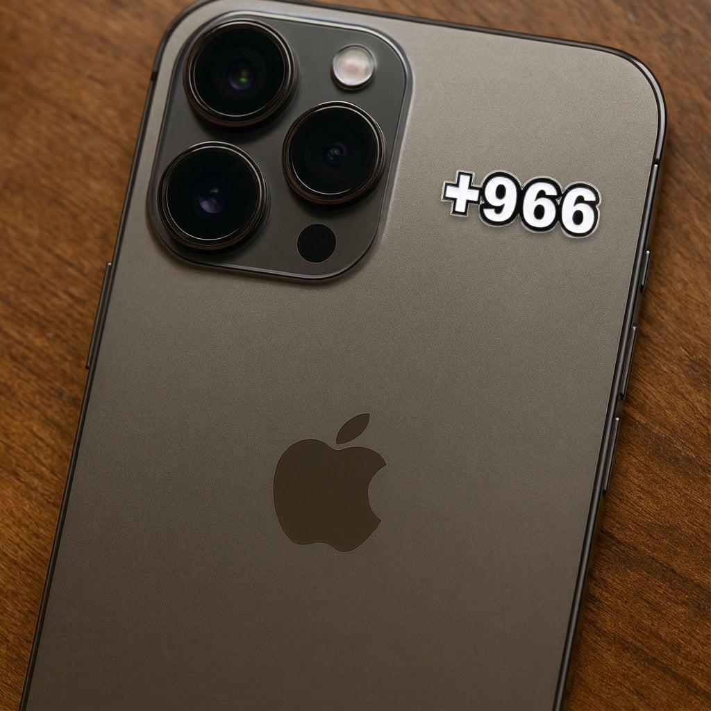 Saudi +966 Dial Code White Metal Sticker With 3M Sticky Backing - StickyPins