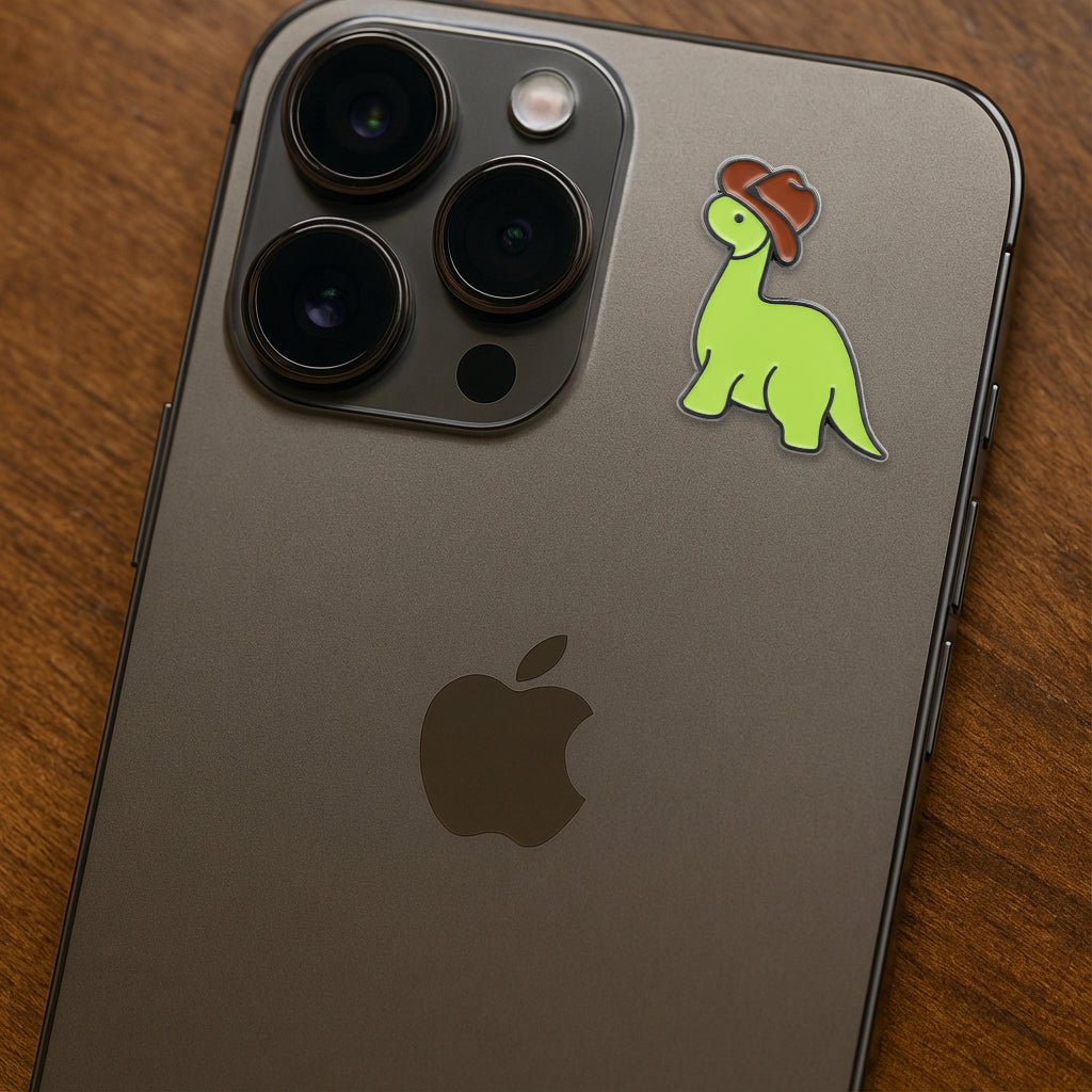 Cowboy Dinosaur Metal Phone Sticker with 3M Sticky Backing - StickyPins