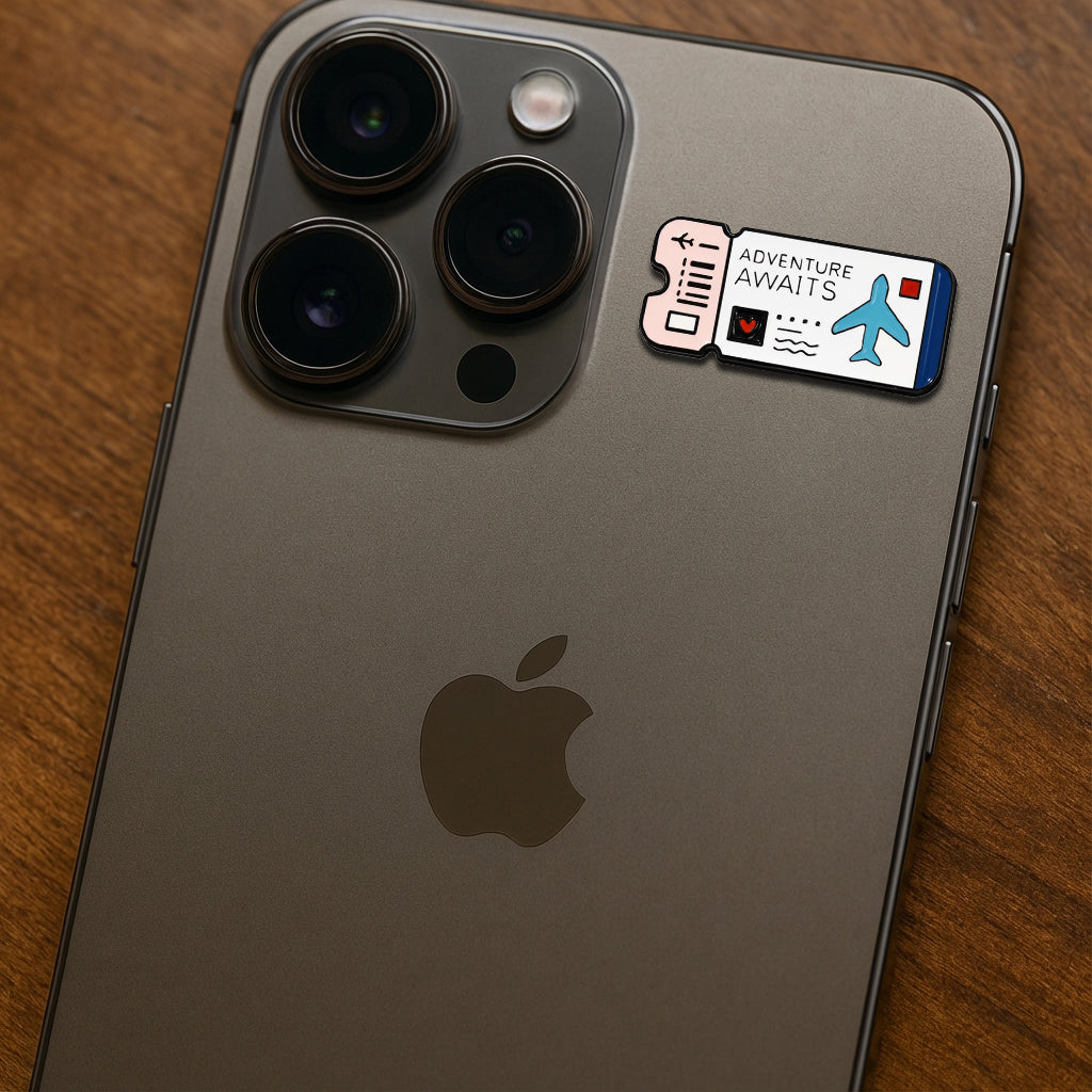 Adventure Awaits Boarding Pass Metal Phone Sticker With 3M Sticky Backing