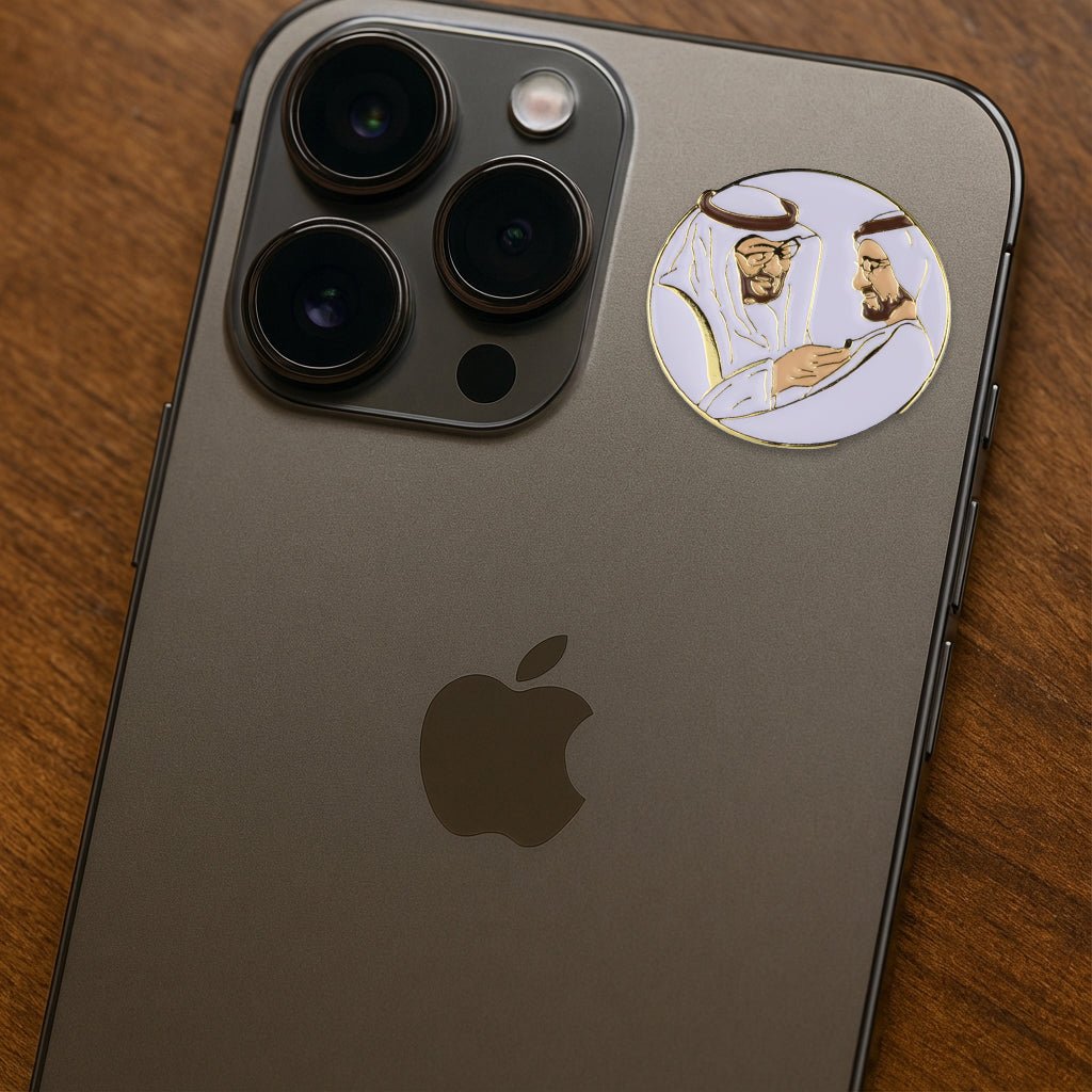 Sheikh Mohammed bin Zayed & Sheikh Mohammed UAE Metal Phone Sticker With 3M Sticky Backing - StickyPins