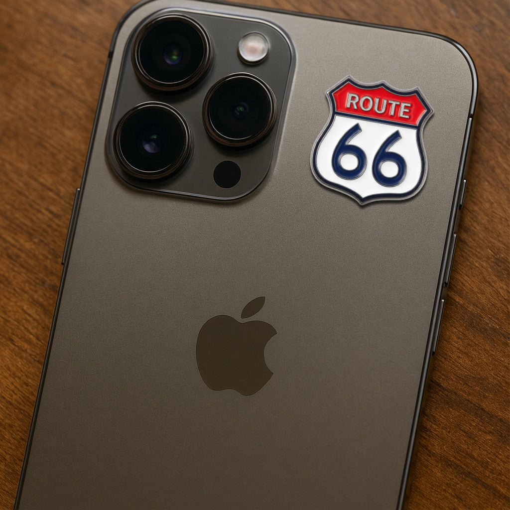 Route 66 Metal Phone Sticker With 3M Sticky Backing - StickyPins