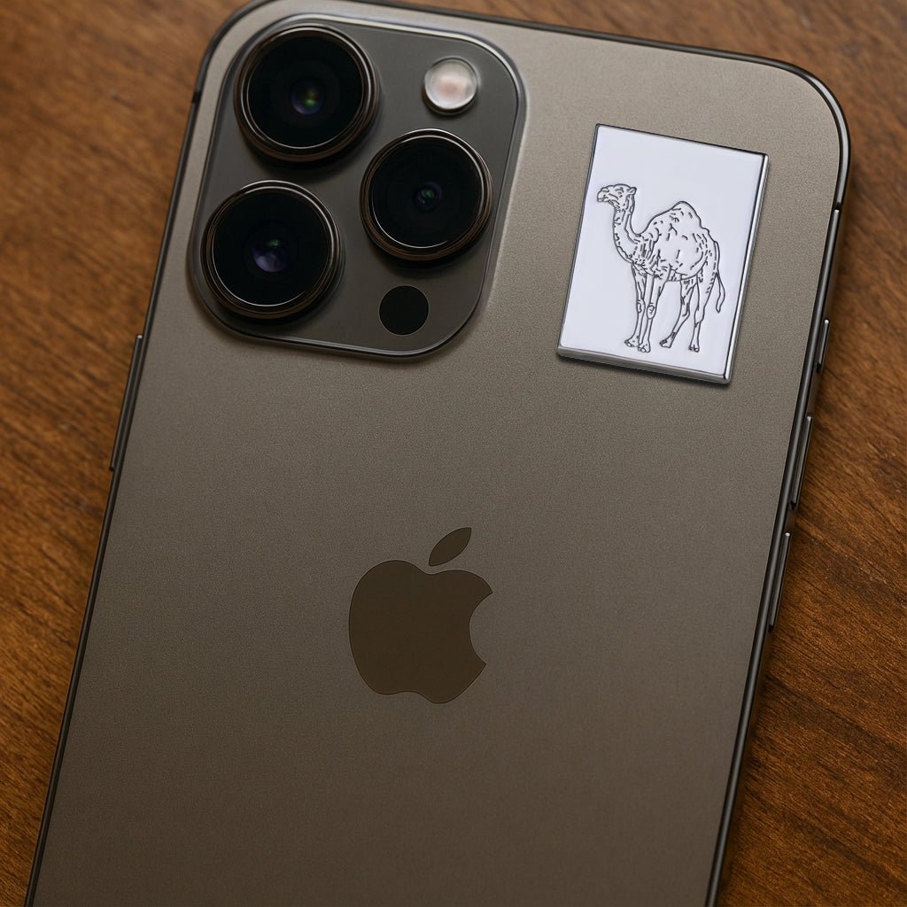 Camel Outline Metal Phone Sticker With 3M Sticky Backing - StickyPins