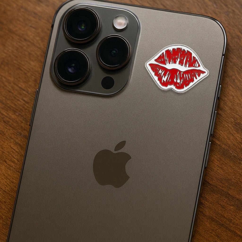 Red Lips Metal Phone Sticker With 3M Sticky Backing - StickyPins