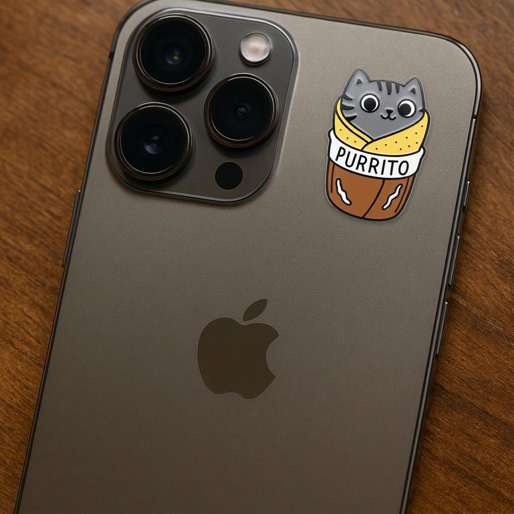 Purrito Metal Phone Sticker with 3M Sticky Backing - StickyPins