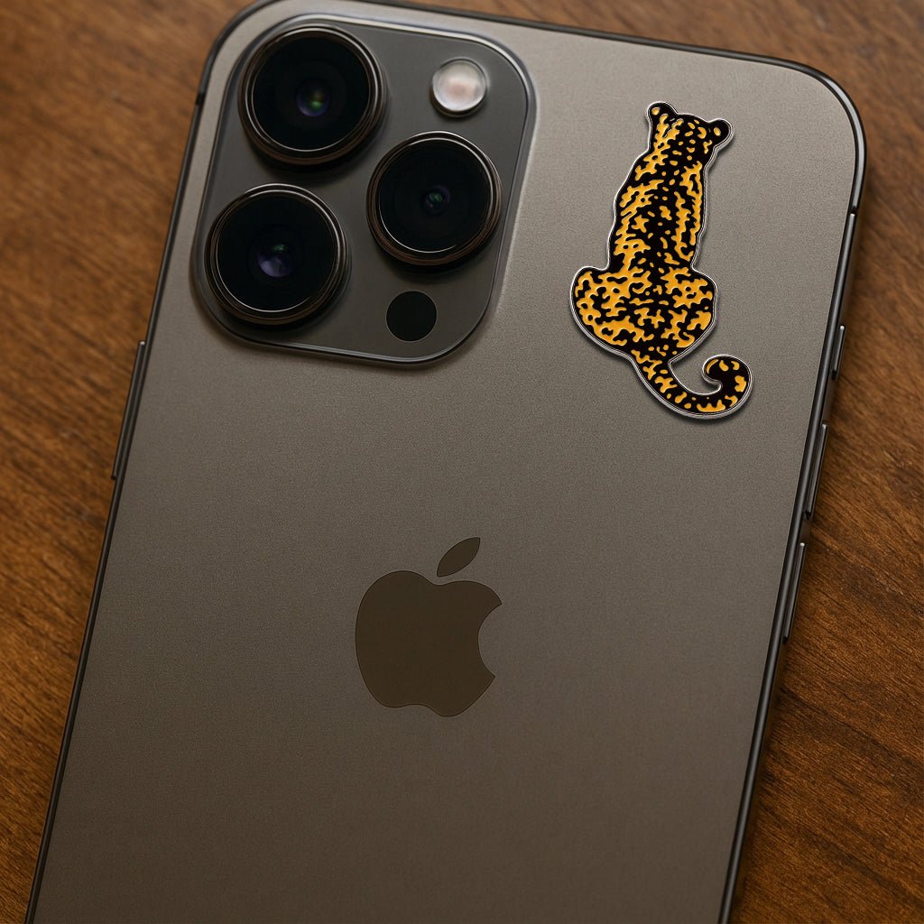 Leopard Metal Phone Sticker With 3M Sticky Backing - StickyPins