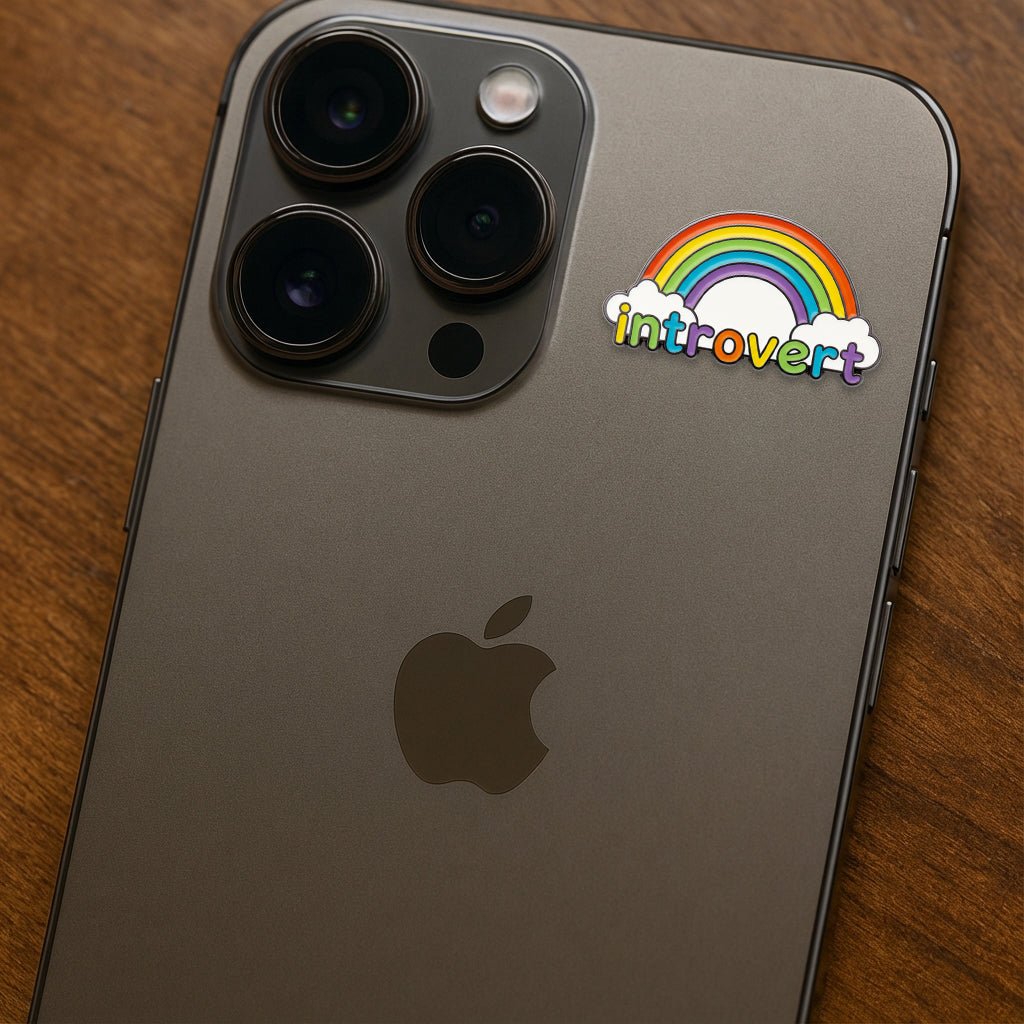 Introvert Rainbow Metal Phone Sticker with 3M Sticky Backing - StickyPins