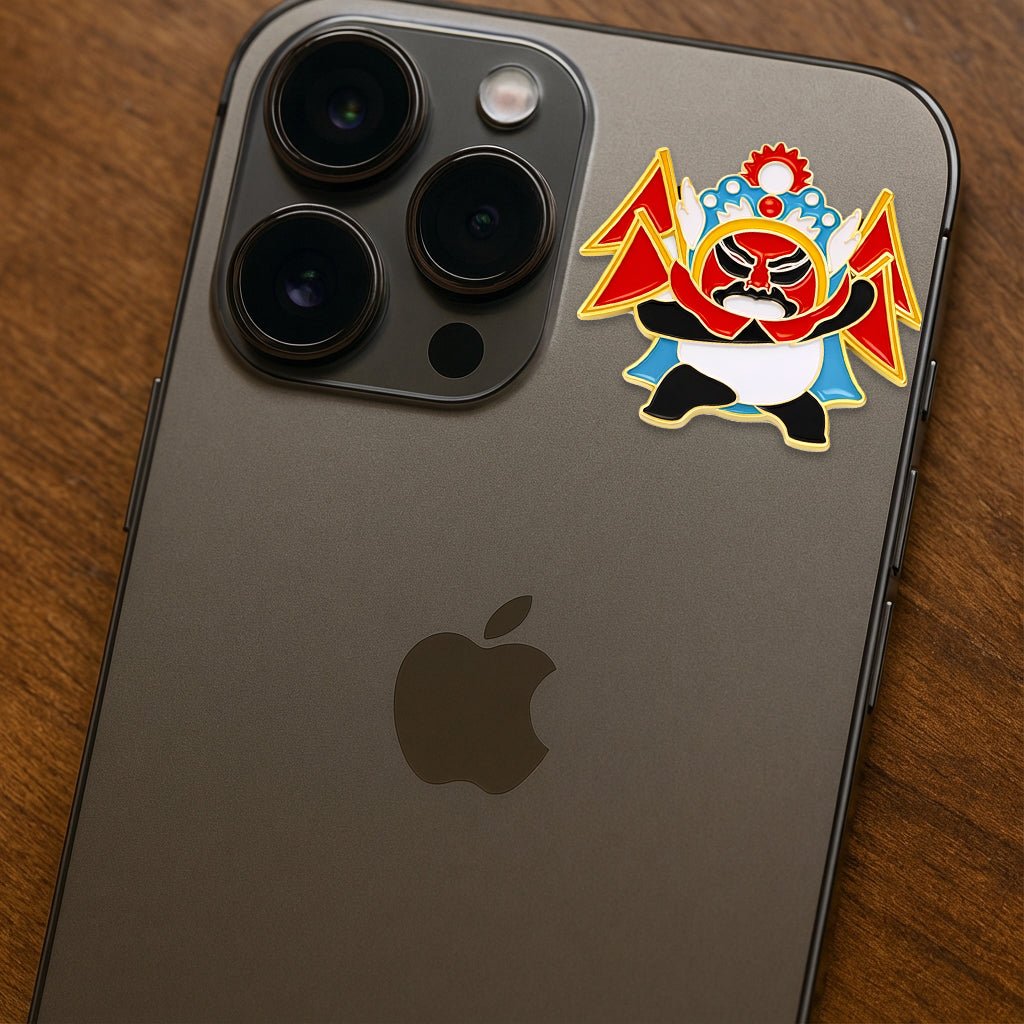 Sichuan Opera Panda Metal Phone Sticker With 3M Sticky Backing - StickyPins