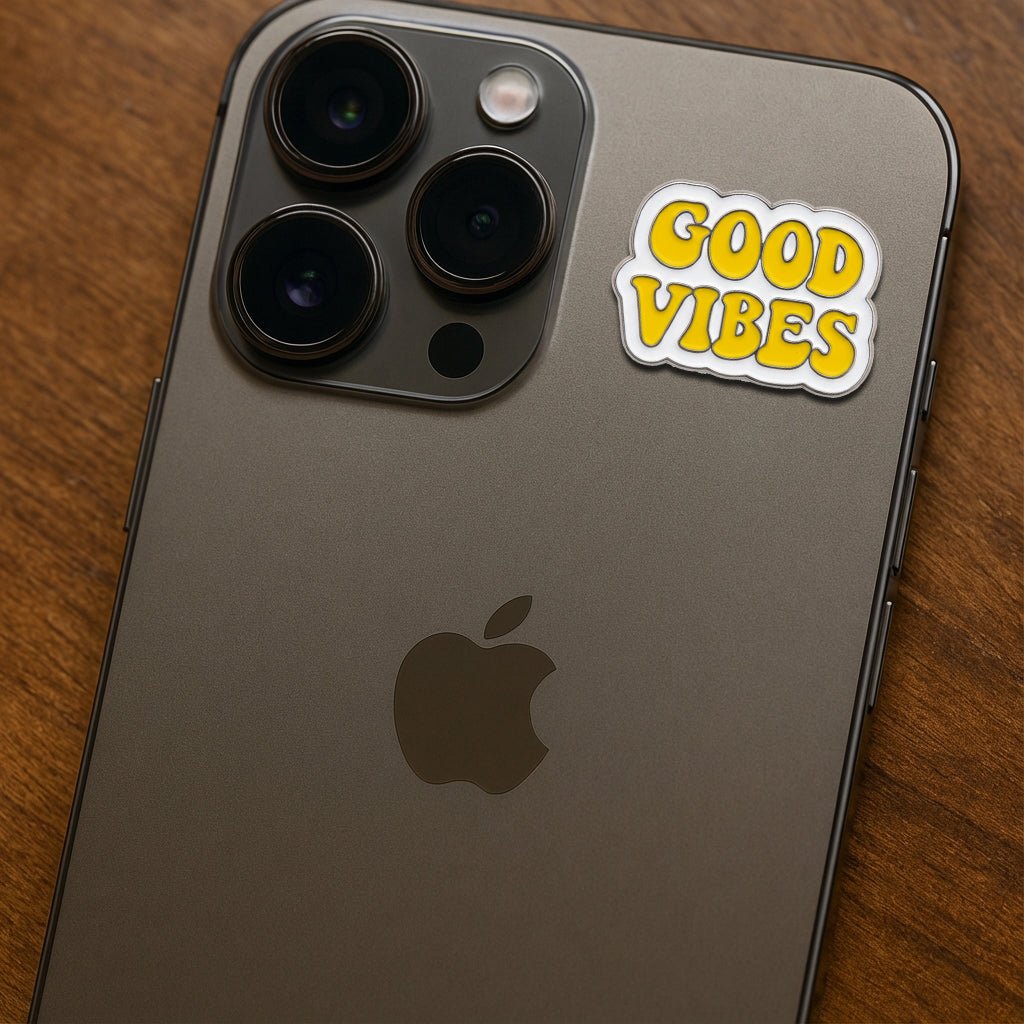 Good Vibes Metal Phone Sticker With 3M Sticky Backing - StickyPins