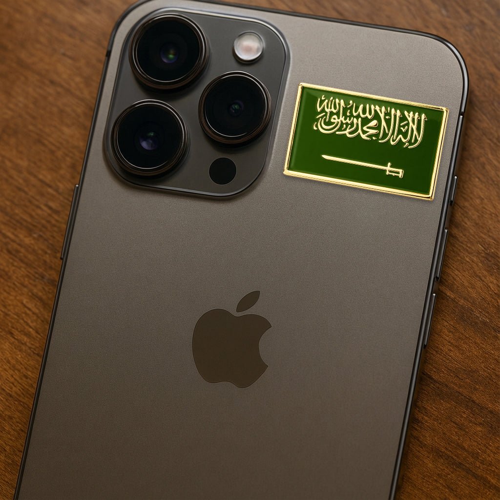 Saudi Flag Metal Phone Sticker With 3M Sticky Backing - StickyPins