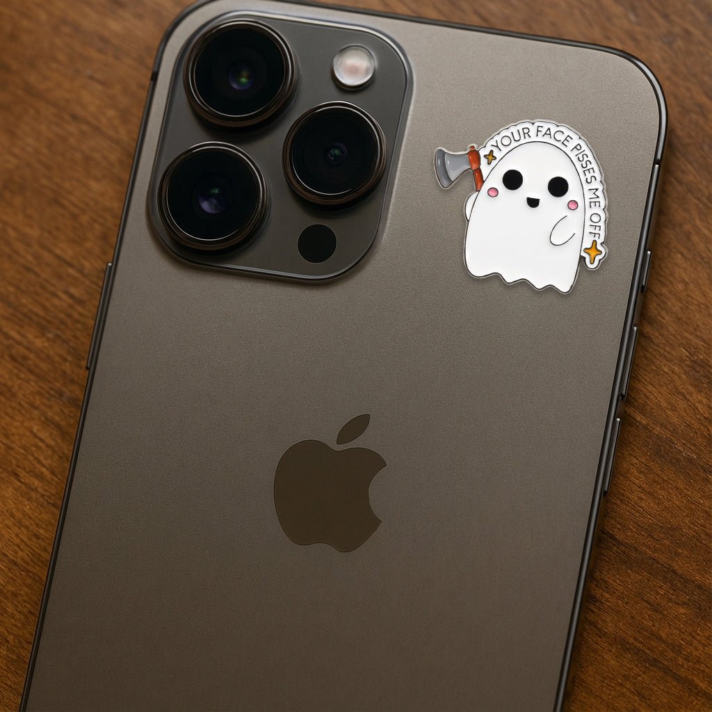 Your Face Pisses Me Off Ghost Metal Phone Sticker With 3M Sticky Backing - StickyPins