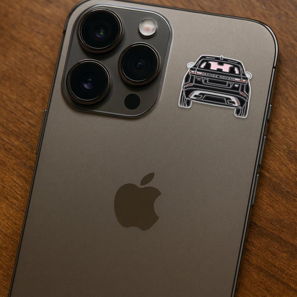 Black Range Rover Metal Phone Sticker With 3M Sticky Backing - StickyPins