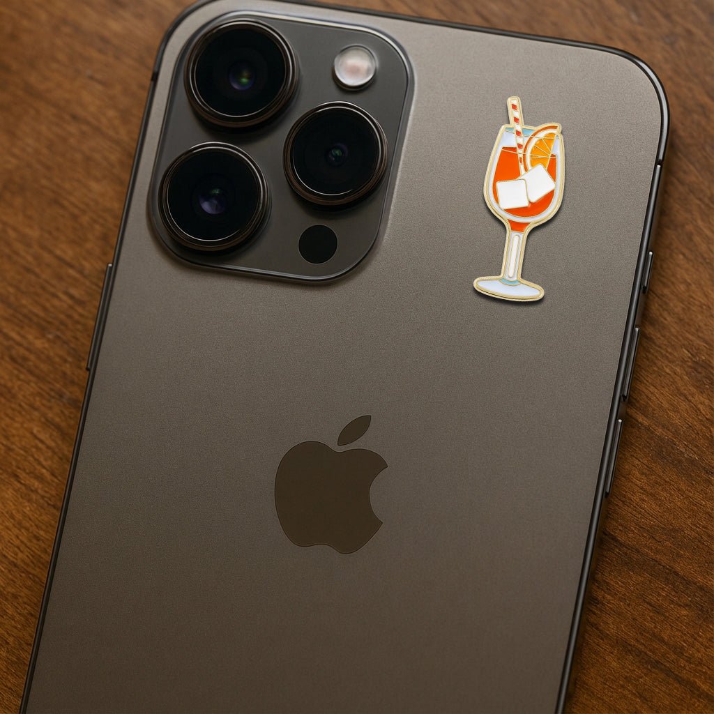 Aperol Spritz Cocktail Metal Phone Sticker With 3M Sticky Backing - StickyPins